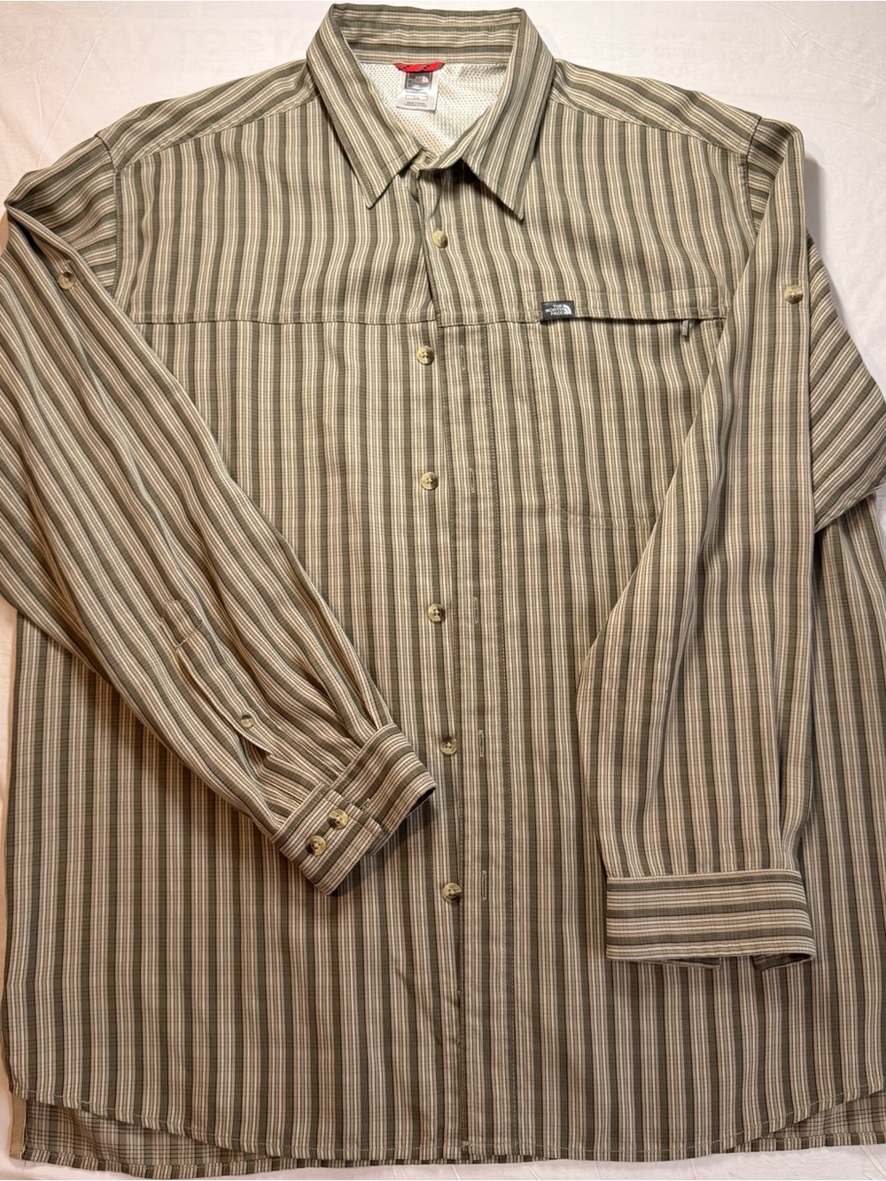 The North Face Men's Striped Button-Up Shirt - Olive & Tan